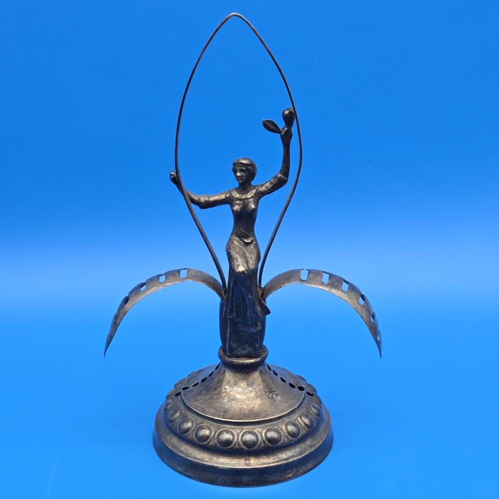 Antique Swedish Art Nouveau Nickel Silver Fruit Knife Holder Fruktknivshållare